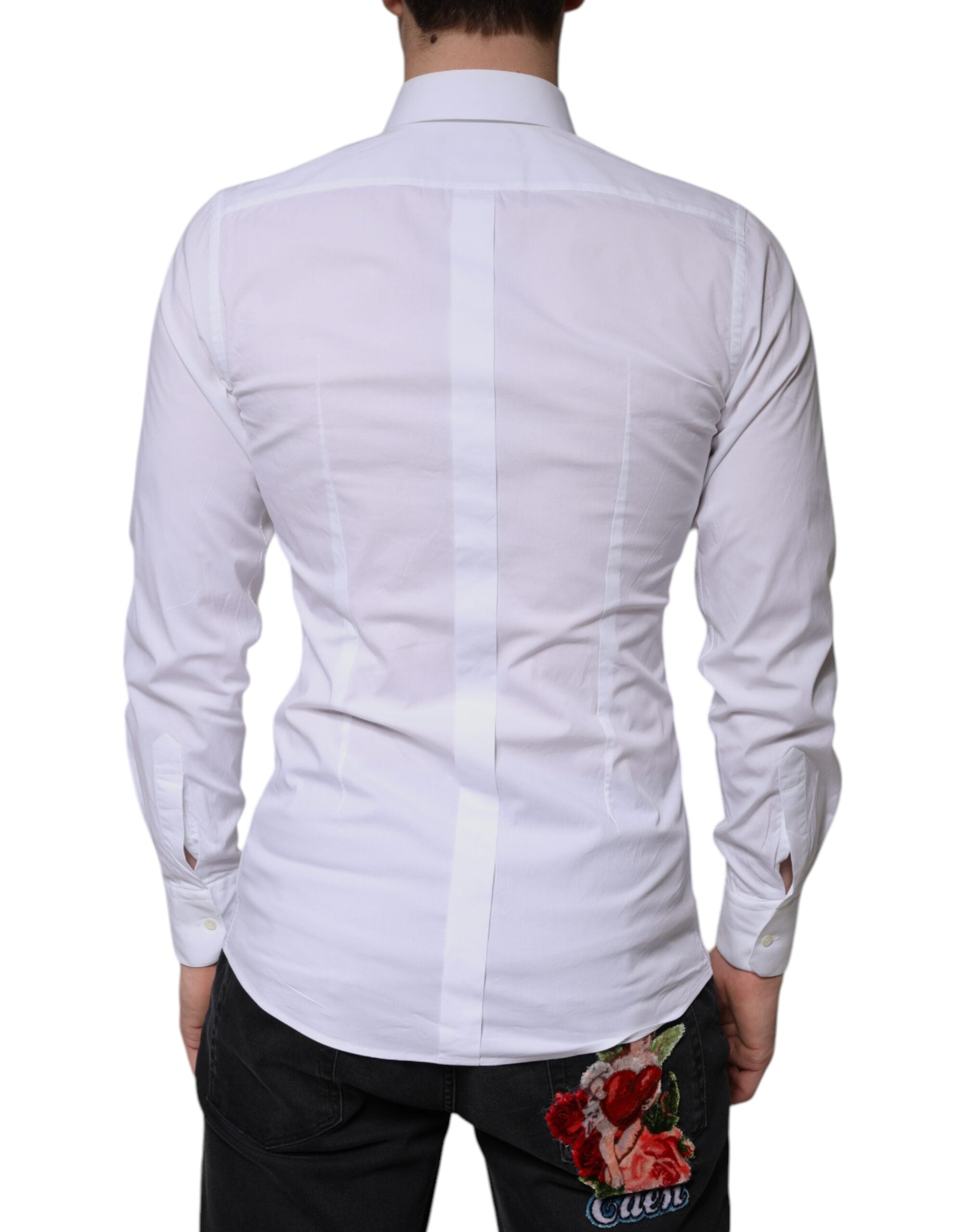 Dolce & Gabbana White formal men's shirt GOLD made of cotton